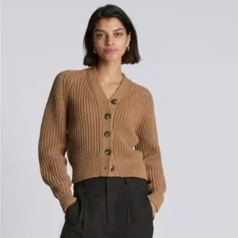 Everlane chunky knit V-neck Cardigan Sz S - Picture 2 of 8